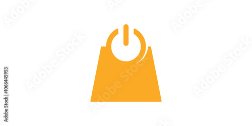power button and shopping bag logo design,market,sell,shop,energy,icon,vector,symbol,creative.