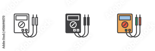 Digital multimeter different style icon set