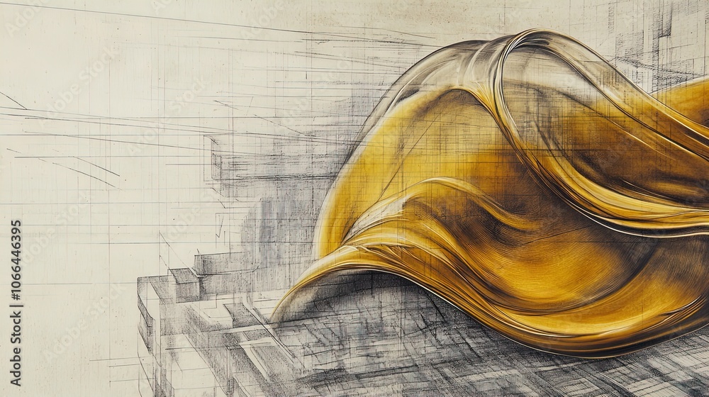 Fototapeta premium Liquid Gold: Captivating Amber Syrup Flow for Your Sports Room Décor - Elevate Your Space with an Artistic Wave on a Light Backdrop
