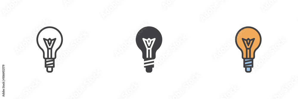 Light bulb different style icon set Light bulb different style icon set
