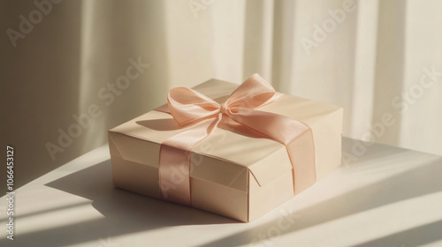 delicate gift box tied with soft pink ribbon, exuding sense of joy and anticipation