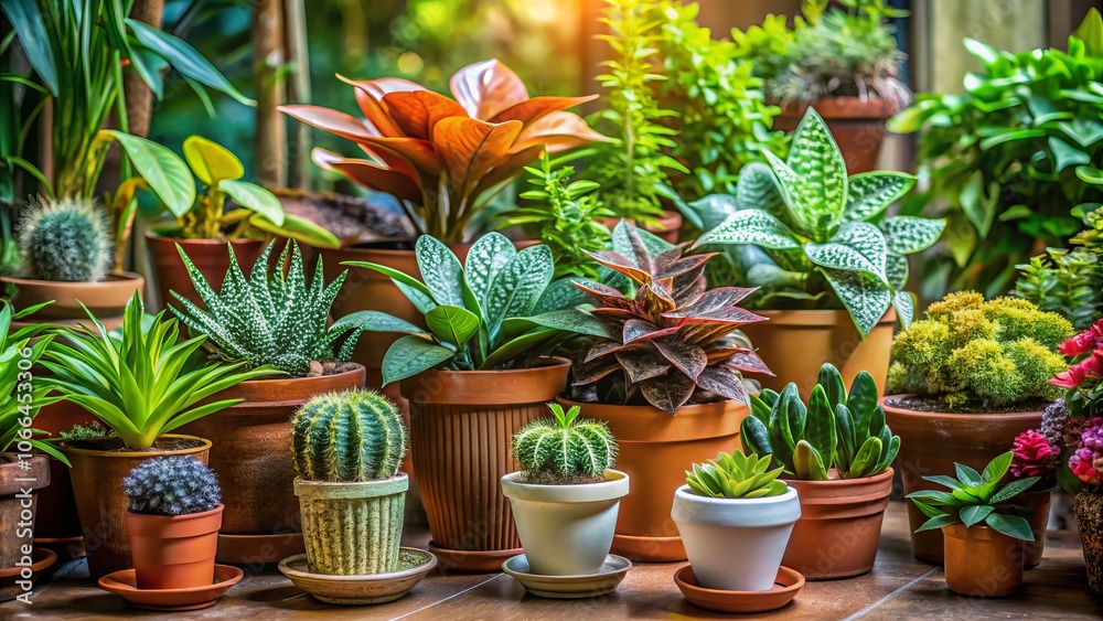 A Beautiful Collection of Potted Plants Showcasing Various Species, Perfect for Home Decor, Gardening Enthusiasts, and Nature Lovers with Vibrant Colors and Textures A Beautiful Collection of Potted Plants Showcasing Various Species, Perfect for Home Decor, Gardening Enthusiasts, and Nature Lovers with Vibrant Colors and Textures