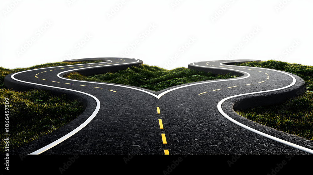 Obraz premium Set of 3d winding road curve on transparency background PNG