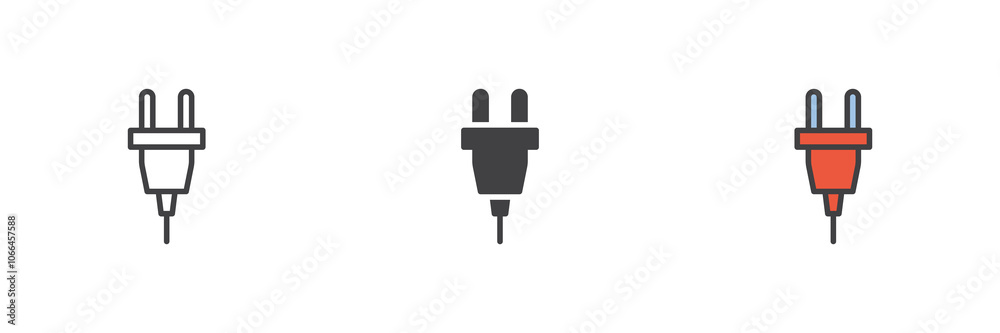 Electrical plug different style icon set Electrical plug different style icon set