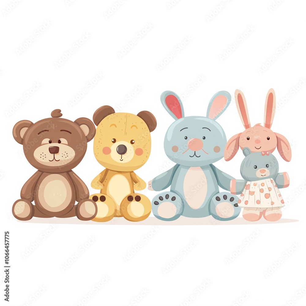 flat logo vector soft toys deco white background flat logo vector soft toys deco white background