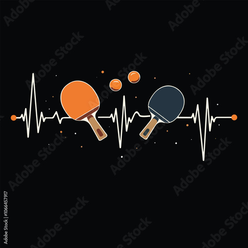 Pickleball Lovers Heartbeat t shirt design vector