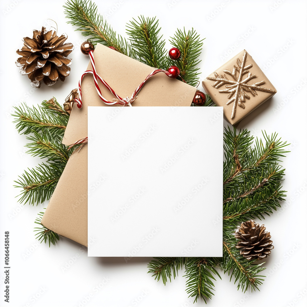 Obraz premium Christmas card with a white space for writing a message