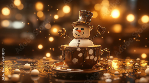 Hot chocolate with melted snowman