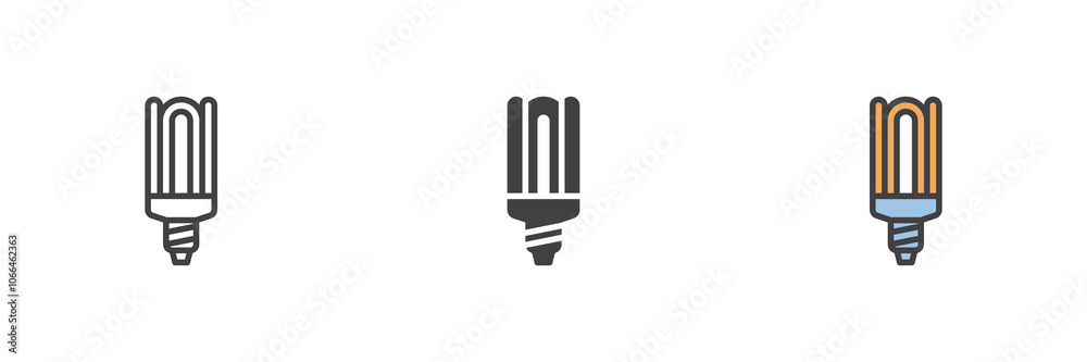 Energy saving lamp different style icon set Energy saving lamp different style icon set