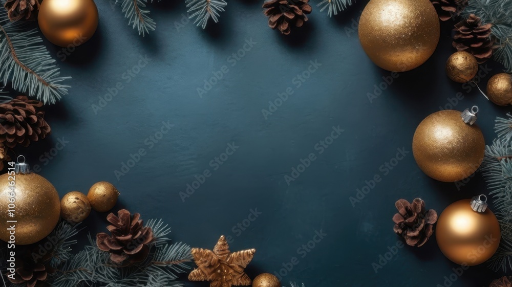 Christmas decorations on a dark blue background Christmas decorations on a dark blue background
