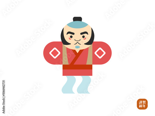 やっこ凧のフラットイラスト赤