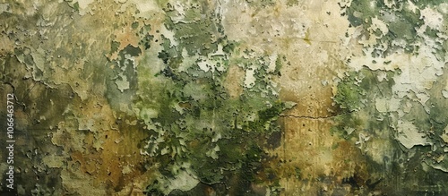 Detailed wall texture featuring mold spots moss damaged paint layers and grunge strokes ideal for studying anti fungal paints in a copy space image photo