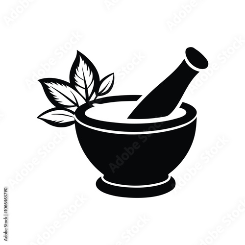 mortar and pestle with herbs