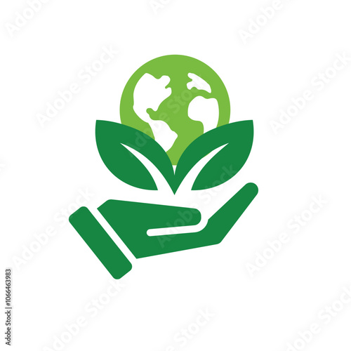 sustainable icon. with reuse in hand. recycling, renewal for carbon reduction, net zero, green energy, eco-friendly concept. Simple design style. vector illustration