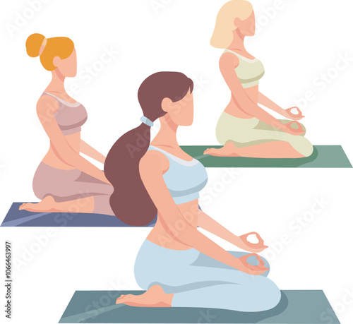 Group of young women doing yoga