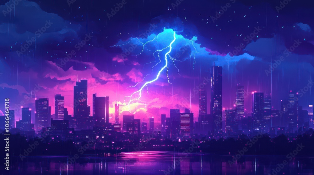 lightning bolt over city. Lightning flash bolt or thunderbolt lightning bolt over city. Lightning flash bolt or thunderbolt