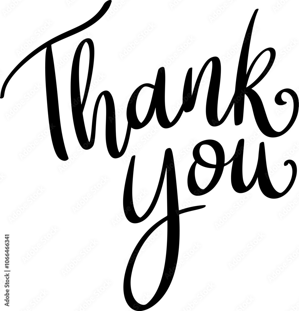 Thank you. Lettering phrase isolated on white background. Vector illustration