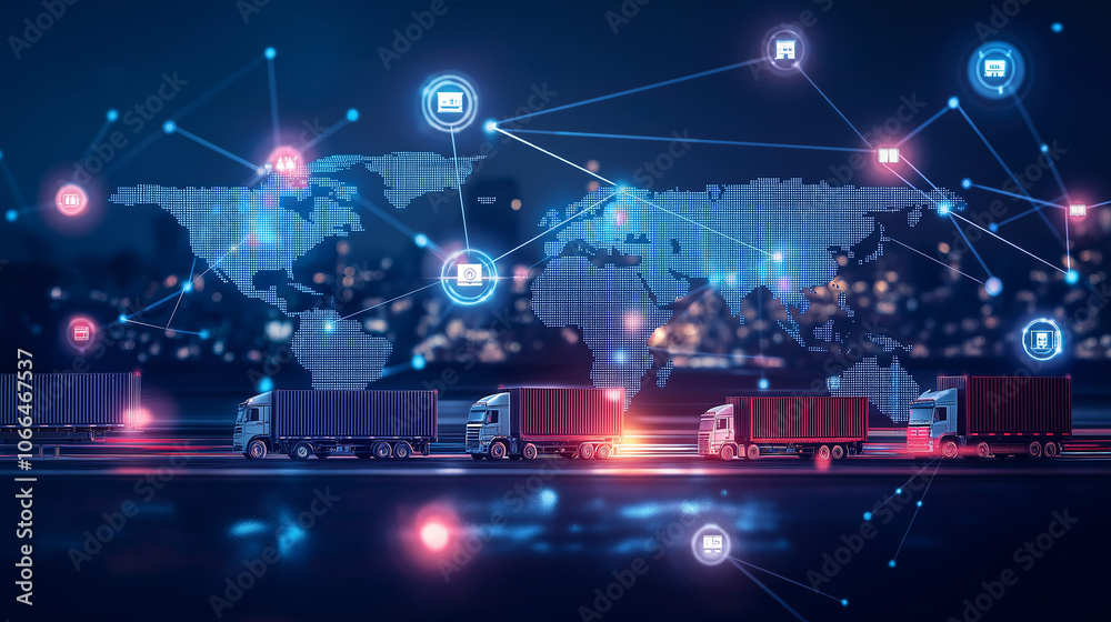 Obraz premium World map with logistic network distribution on background