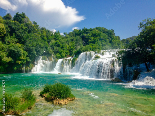 Waterfall in Lush Forest