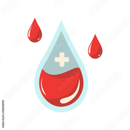 Blood Donor Icon with Trendy Cartoon Design. Blood Charity Volunteer Program. Vector Illustration