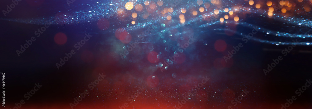 Fototapeta premium abstract glitter black, red, gold , blue lights background. de-focused
