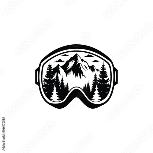 Skiing Sport Clipart Design - Skiing  Vector illustration in black and white