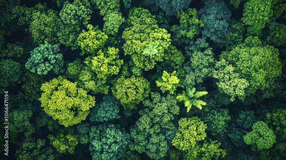Naklejka premium Aerial View of Lush Green Canopy in a Forest