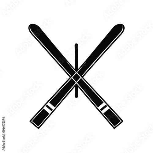 Skiing Sport Clipart Design - Skiing  Vector illustration in black and white
