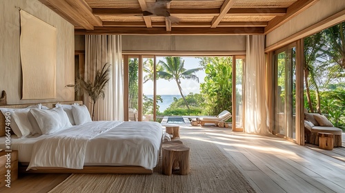 Luxurious Tropical Bedroom with Ocean View and Private Pool