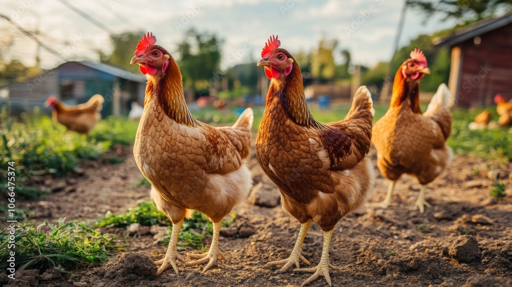 Fototapeta premium Chickens on farms , Generative AI