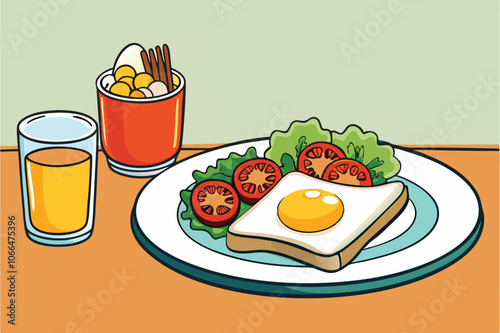 3 dat the breakfast table a plate filled with white background