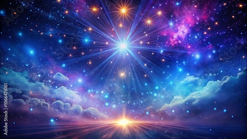 Abstract Cosmic Background with Stars and Radiant Rays - Dreamy Surreal Photography for Creative Projects, Wall Art, and Digital Designs