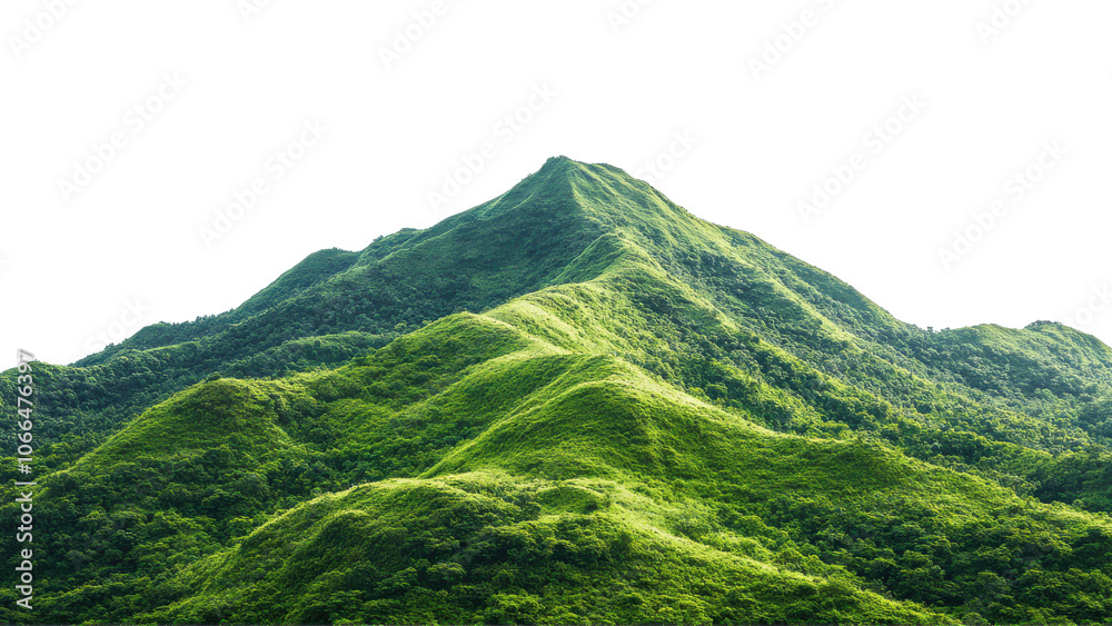 Lush green mountains with rolling hills create serene landscape, showcasing natures beauty and tranquility. vibrant greenery invites exploration and adventure