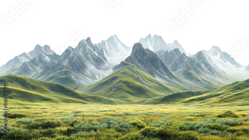 Obraz na płótnie breathtaking view of majestic mountains surrounded by lush green meadows, showcasing beauty of nature and tranquility of landscape w salonie