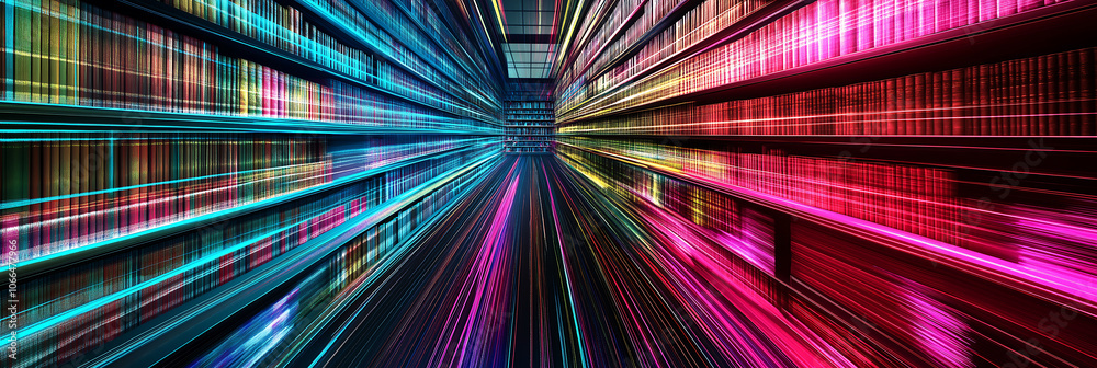 Digital library, digital glitch effect, digital art, modern way to read Digital library, digital glitch effect, digital art, modern way to read