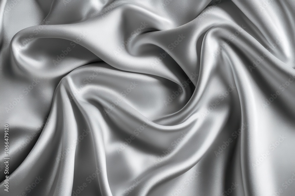 Obraz premium Refined light gray satin textile with a radiant silver sheen forms a gentle, hazy landscape background, showcasing a beautiful textured look