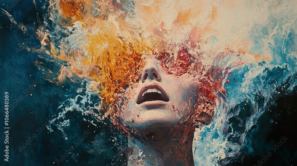Abstract Portrait of a Woman with Intense Emotions Abstract Portrait of a Woman with Intense Emotions