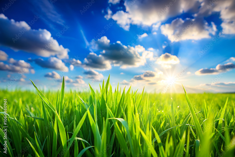 Fototapeta premium green field and blue sky