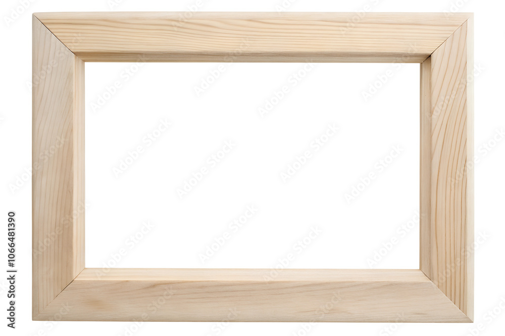 Simple Wooden Picture Frame with Natural Finish for Photos or Artwork on Transparent Background Simple Wooden Picture Frame with Natural Finish for Photos or Artwork on Transparent Background