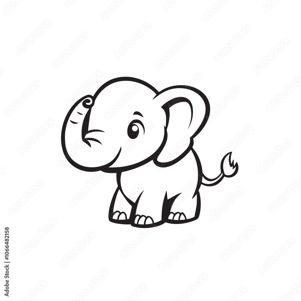Fototapeta premium cartoon elephant with a black and white colour