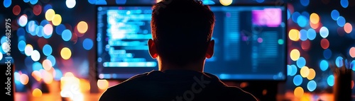 Person coding in front of a computer screen
