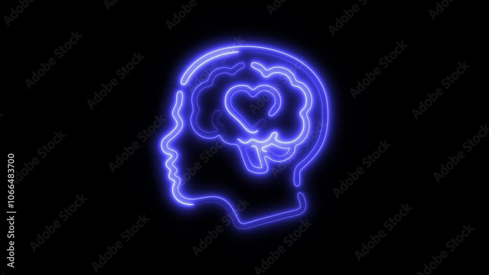 Glowing Brain Mental Health Icon and Symbol in HD Video Neon Animation on Black Background Glowing Brain Mental Health Icon and Symbol in HD Video Neon Animation on Black Background