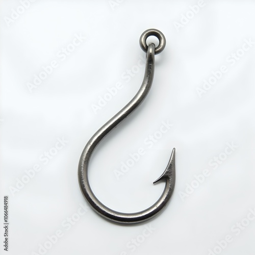 Fishing hook stainless steel glossy metallic fish-hook isolated on white background	