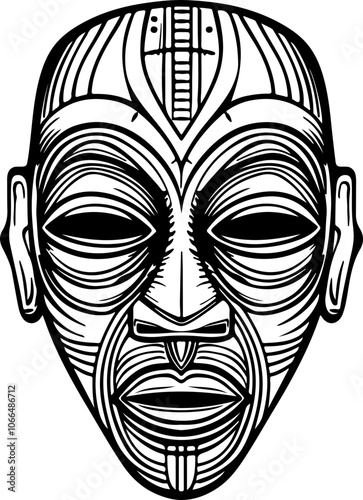African Tribal Face Mask Illustration