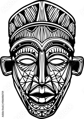 African Tribal Face Mask Illustration