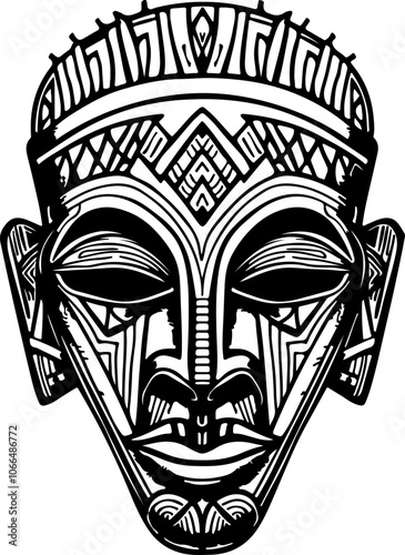 African Tribal Face Mask Illustration