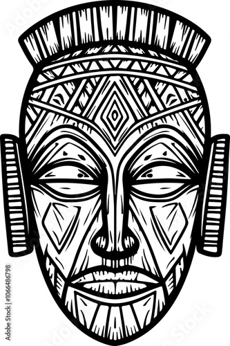 African Tribal Face Mask Illustration
