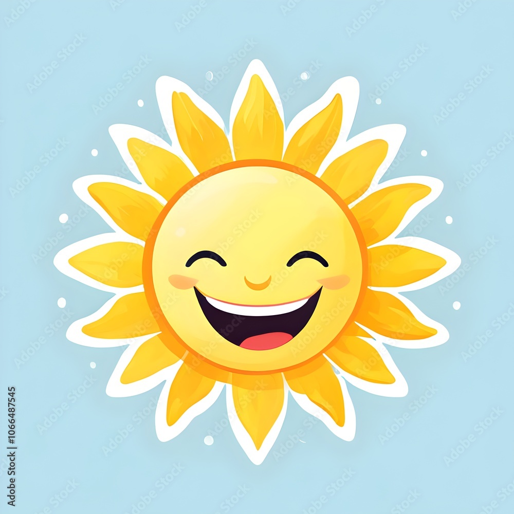 Cartoon Sun with Radiant Smile and Minimal Rays Cartoon Sun with Radiant Smile and Minimal Rays