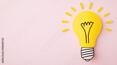 A vibrant yellow light bulb illustration with rays