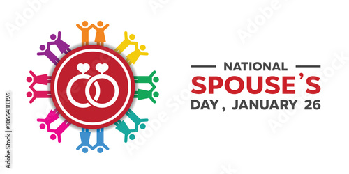 National Spouses Day. Peoples and rings. Great for cards, banners, posters, social media and more. White background.